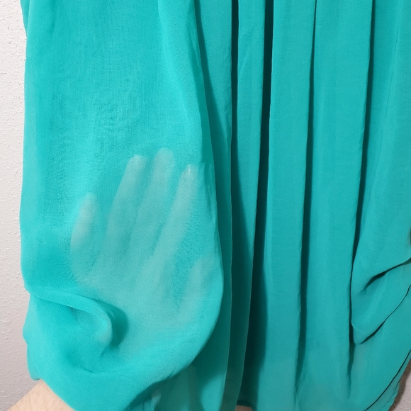 Everly Sheer Semi Casual Tank Teal - Picture 4 of 5